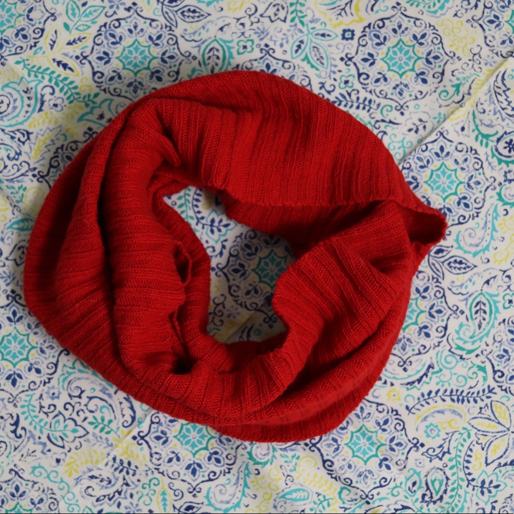 Red Knit Infinity Scarf